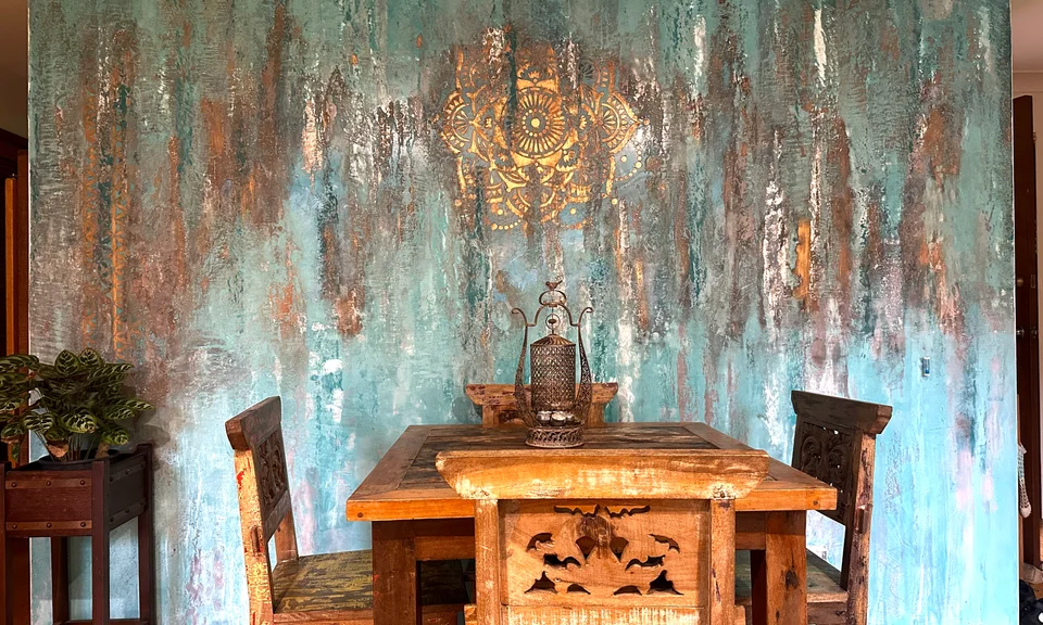 The Mandala, stencilled & patina in Bellingen, NSW
